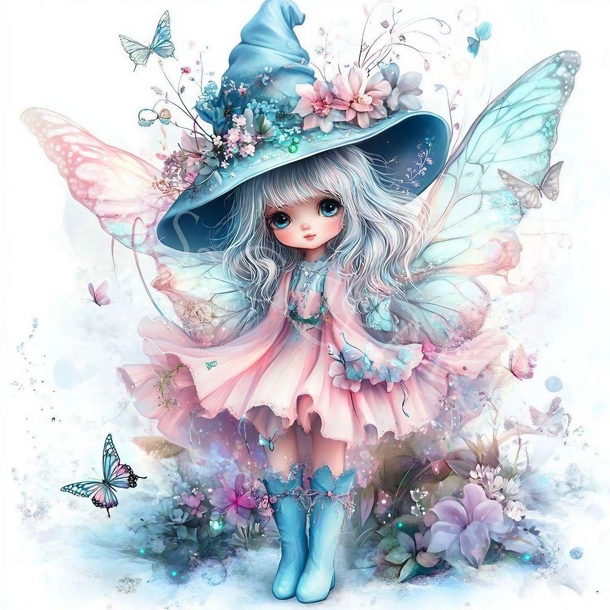 Ангел Цветочная Бабочка Фея Девочка Наклейки на Стену Декор Стены Спальни Девочки Самоклеящиеся Обои