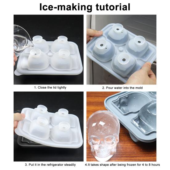 Ice Mold Tray Skull Shape Food Grade Silicone Ice Cube Mold Easy Release Multi-Purpose Ice Cube Tray for Whiskey Cocktails