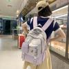 Female Color Block Backpack Student Campus Schoolbag Male Large Capacity Backpack with Coin Purse
