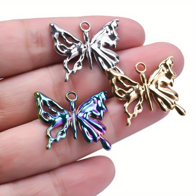 4pcs Stainless Steel Sweet Butterfly Accessories DIY Handmade Jewelry Necklace Butterfly Decoration Accessories