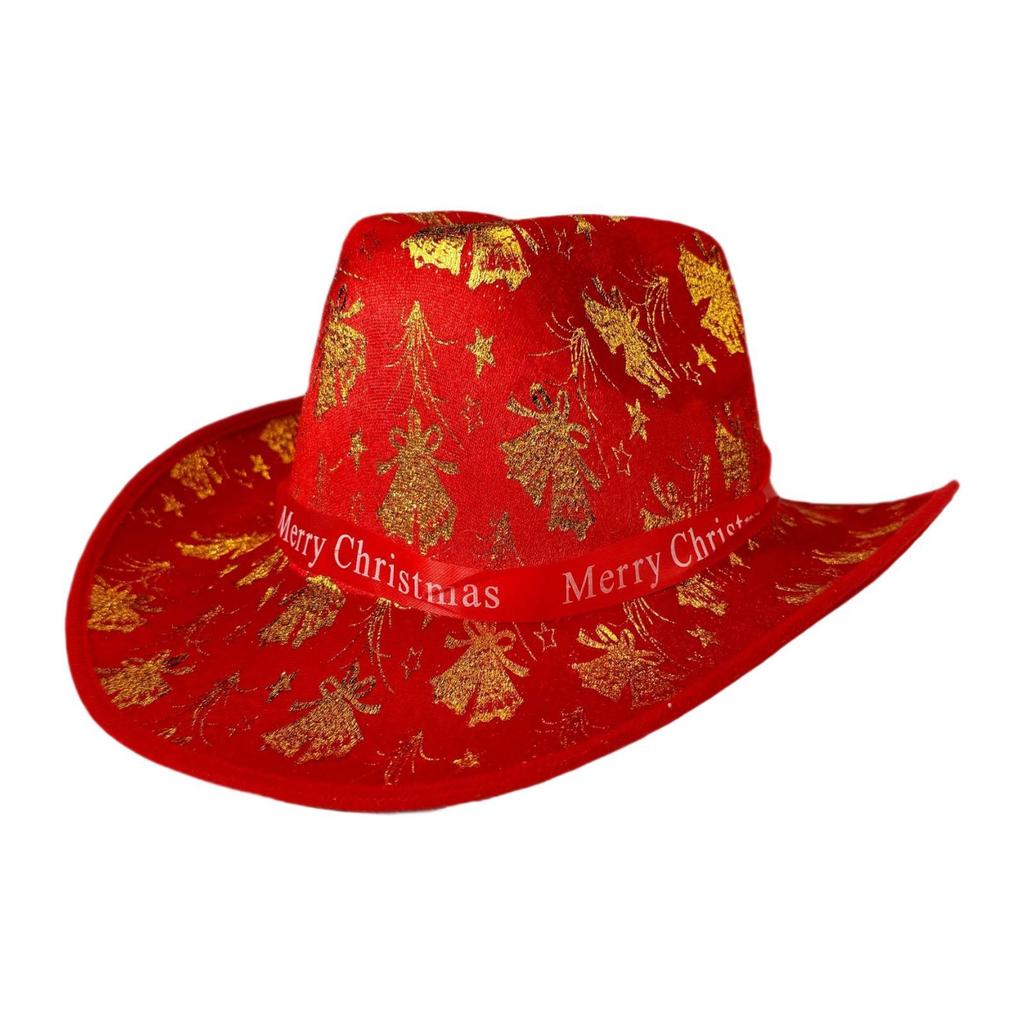 Christmas Cowboy Hat Fashion Casual Christmas Hat for Festivals Prop Cosplay