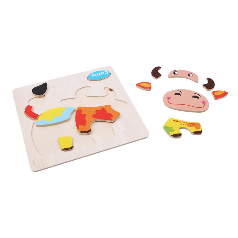 Buy Wooden 3D Puzzle Jigsaw Toys For Children Cartoon Animal Vehicle ...