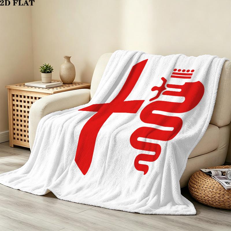 1PC Alpha Romeo Patterned Flannel Blanket Suitable For All Seasons For Home Decor Warmth And Comfort Gifts Holiday Present