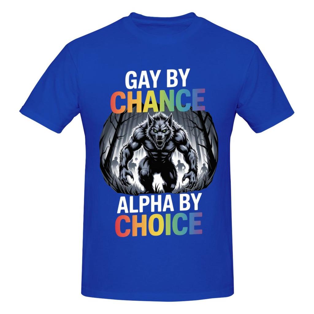 Gay By Chance Alpha By Choice Alpha Wolf Lgbt Lustige T-Shirts Grafik Y2k Sommer Rundhals Unisex Wounisex T-Shirt Tops