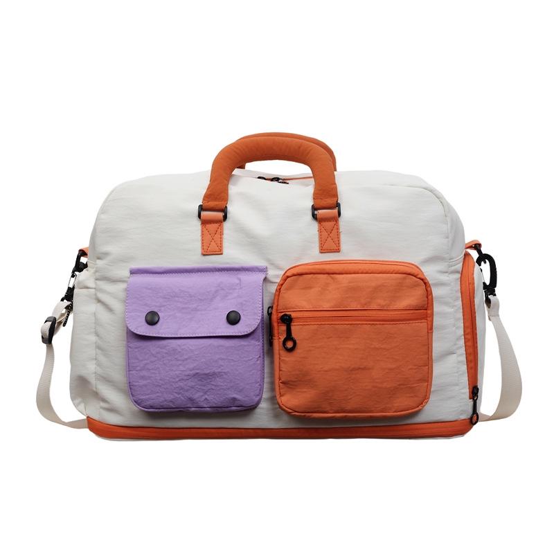 Large Capacity Color Block Waterproof Travel & Gym Bag with Wet/Dry Separation