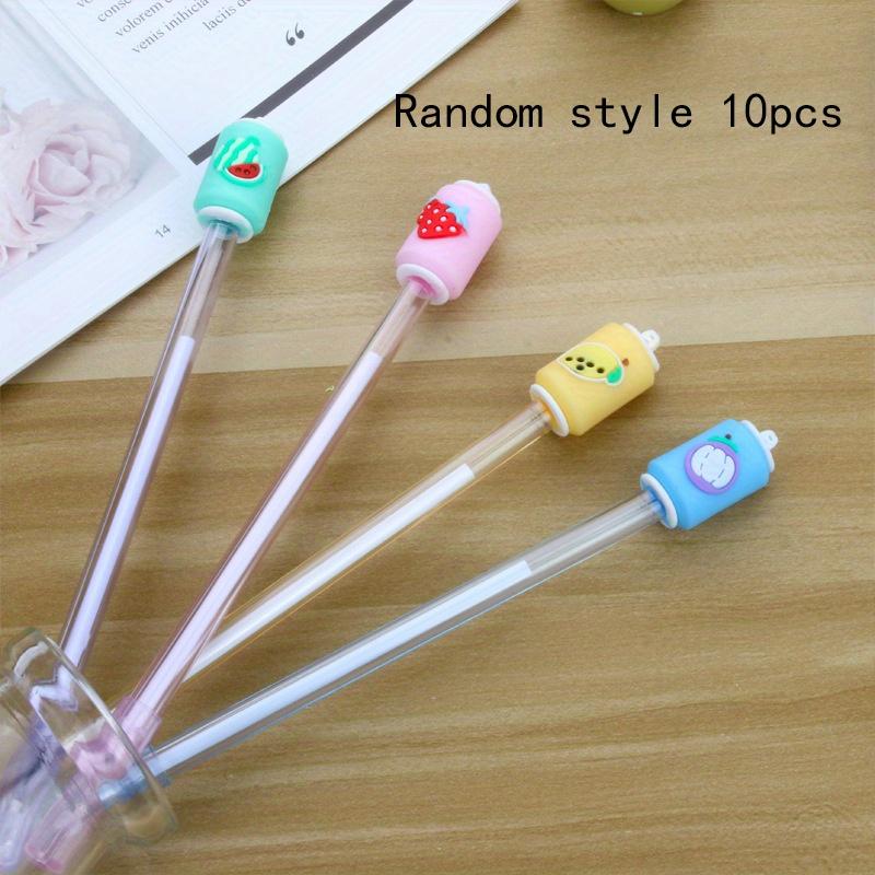 

Школьный сезон 10 шт. 0,5 мм мультфильм креатив фруктовая банка нейтральная ручка прозрачный держатель ручки свежий и модный черный студенческие канцелярские принадлежности Random style 10pcs
