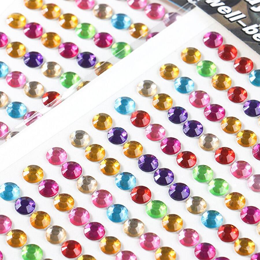 3pcs Color Self-adhesive Acrylic Crystal Sticker Drill Round Rhinestone Craft Jewels Gem Sticker for Scrapbook Diary Decoration