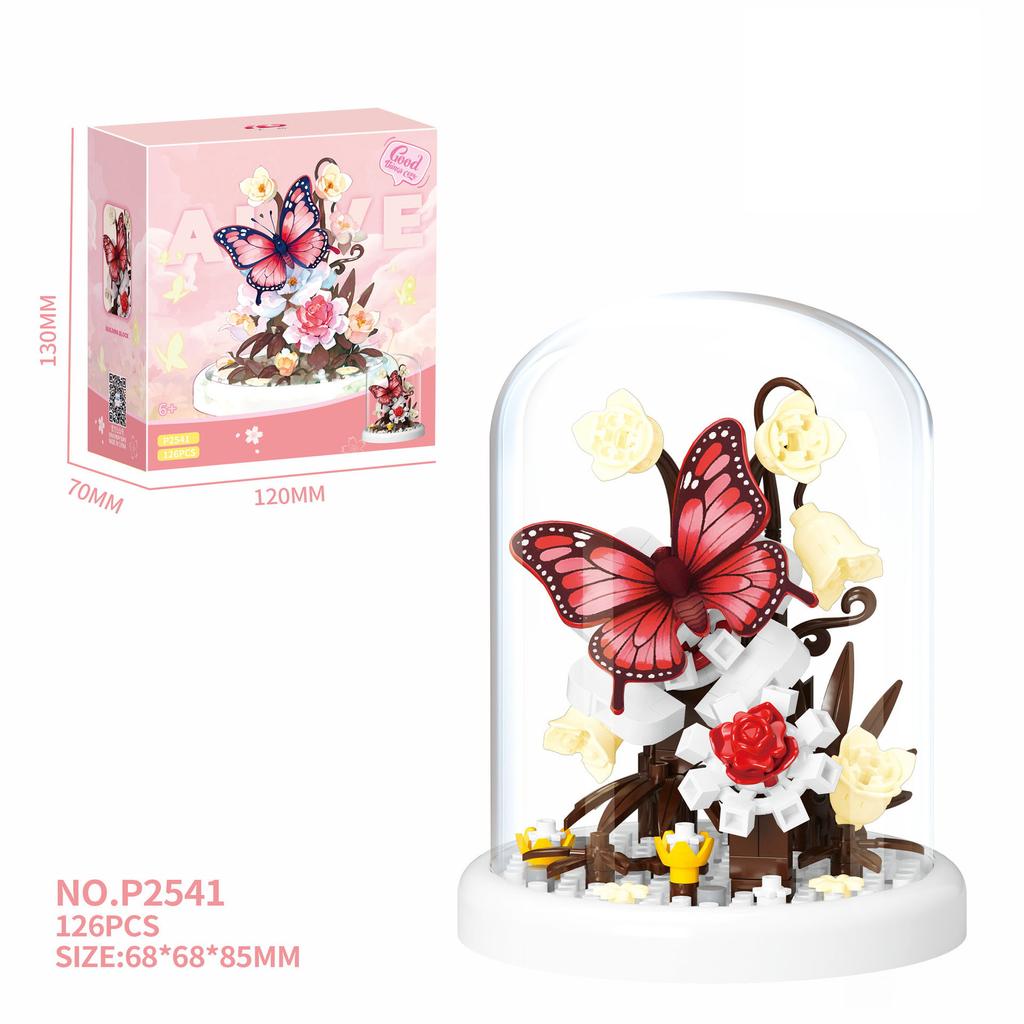 Insect Specimen Nanobrick Flower Butterfly Micro Diamond Block Model Construction Brick Educational Toys Display Stand For Gifts