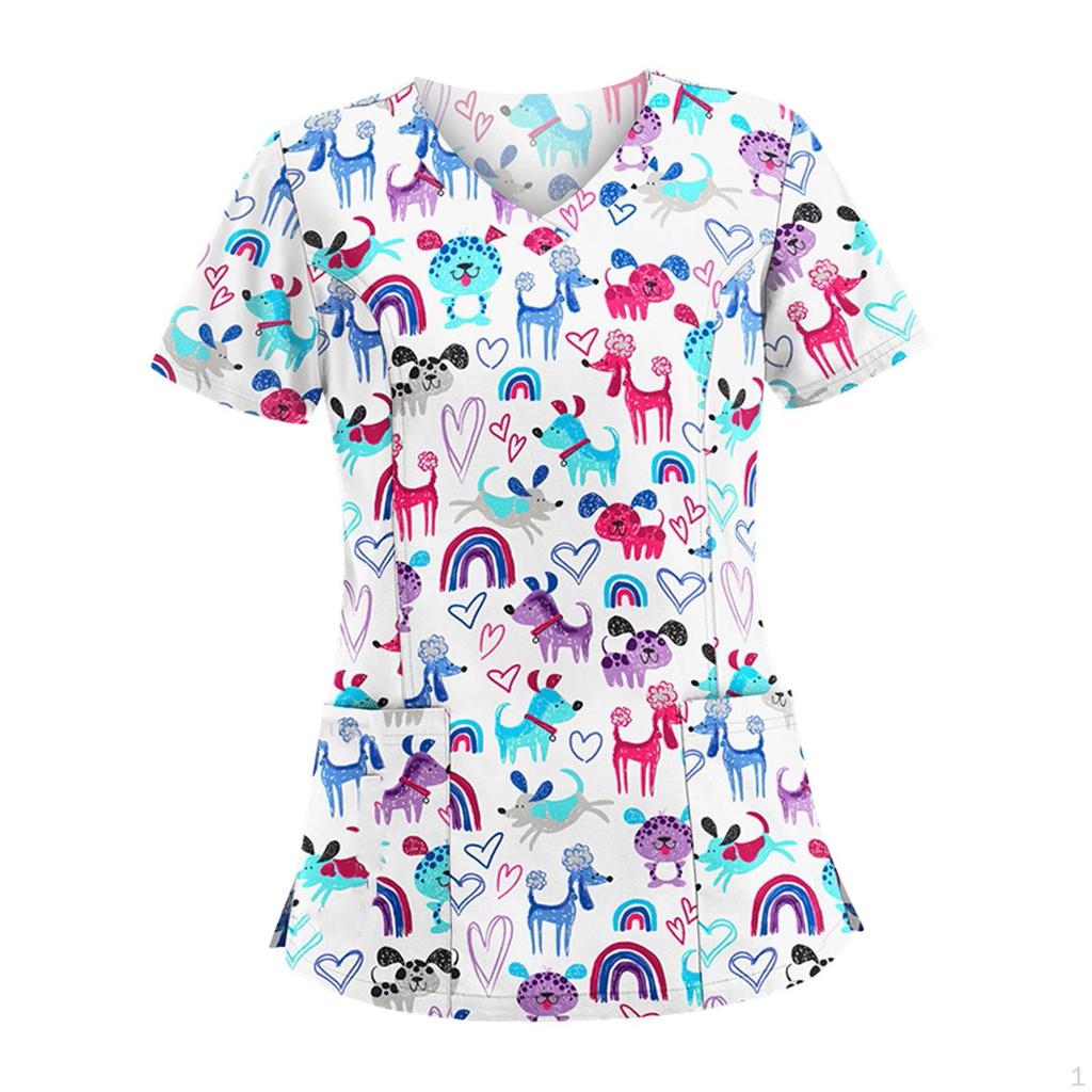 Surgical Shirt for Pet Groomers, Easy to Clean, Elegant, Professional, Short Sleeve, Nurse Work