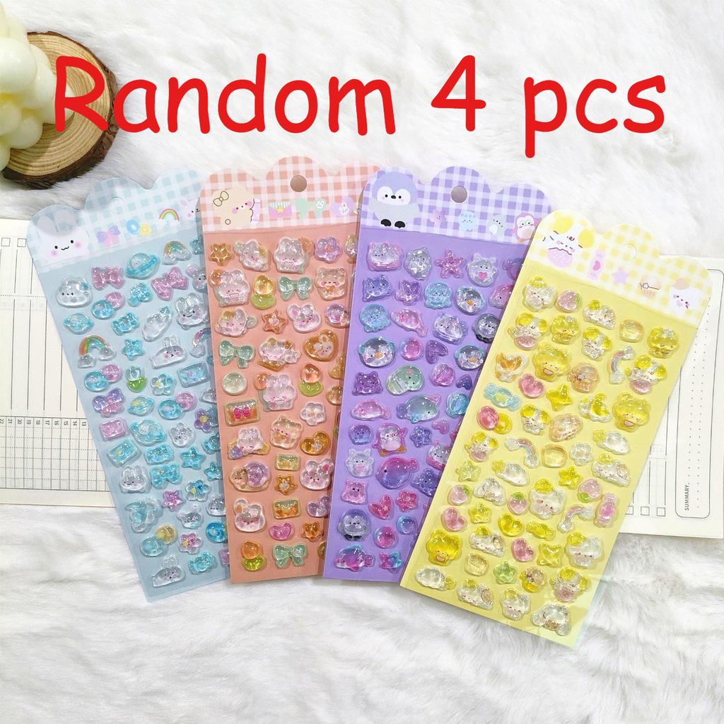 3D Embossed Crystal Animal Stickers - Fun Cartoon Reward Decals for Kids, Perfect for DIY Decor & Holiday Gifts
