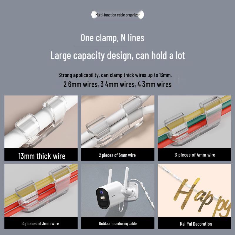 Universal Adhesive Cable Organizer Clip for Wall - Wire Holder & Routing Storage