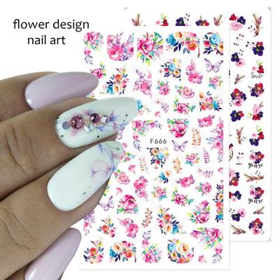 3D Flower Butterfly Nail Art Sticker Elegant Leaf Floral Design Nail Art Decals DIY Manicure Decorations