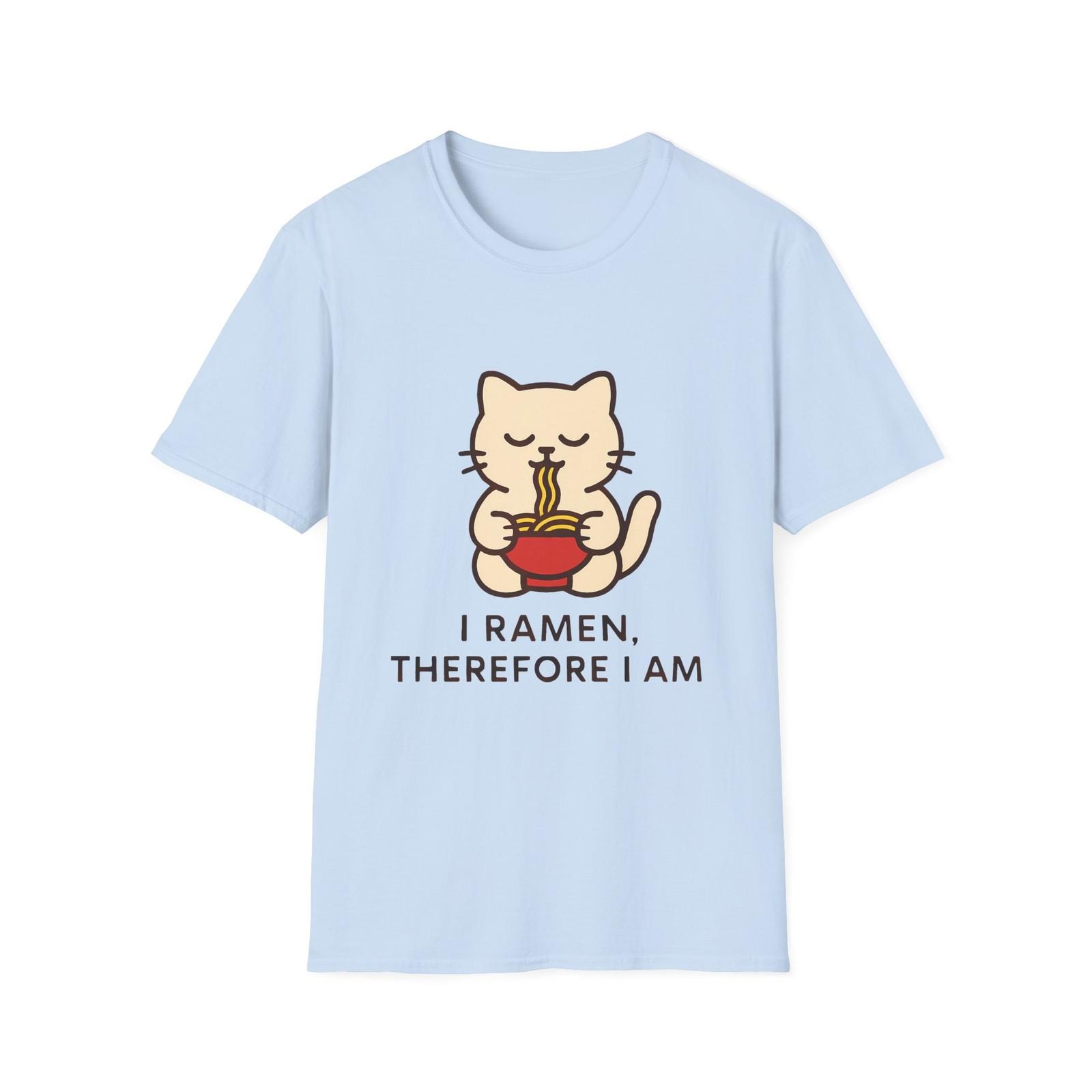 Unisex Softstyle T-Shirt Mens Womens Tees Top Serene Kitten Ramen Moment Funny Food Graphic Tee L