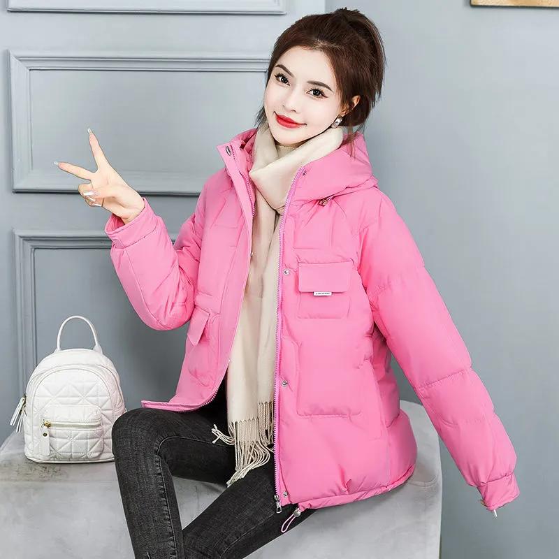 Women's Fall and Winter Thickened Warm Short Bread Clothing Solid Color Loose Jacket