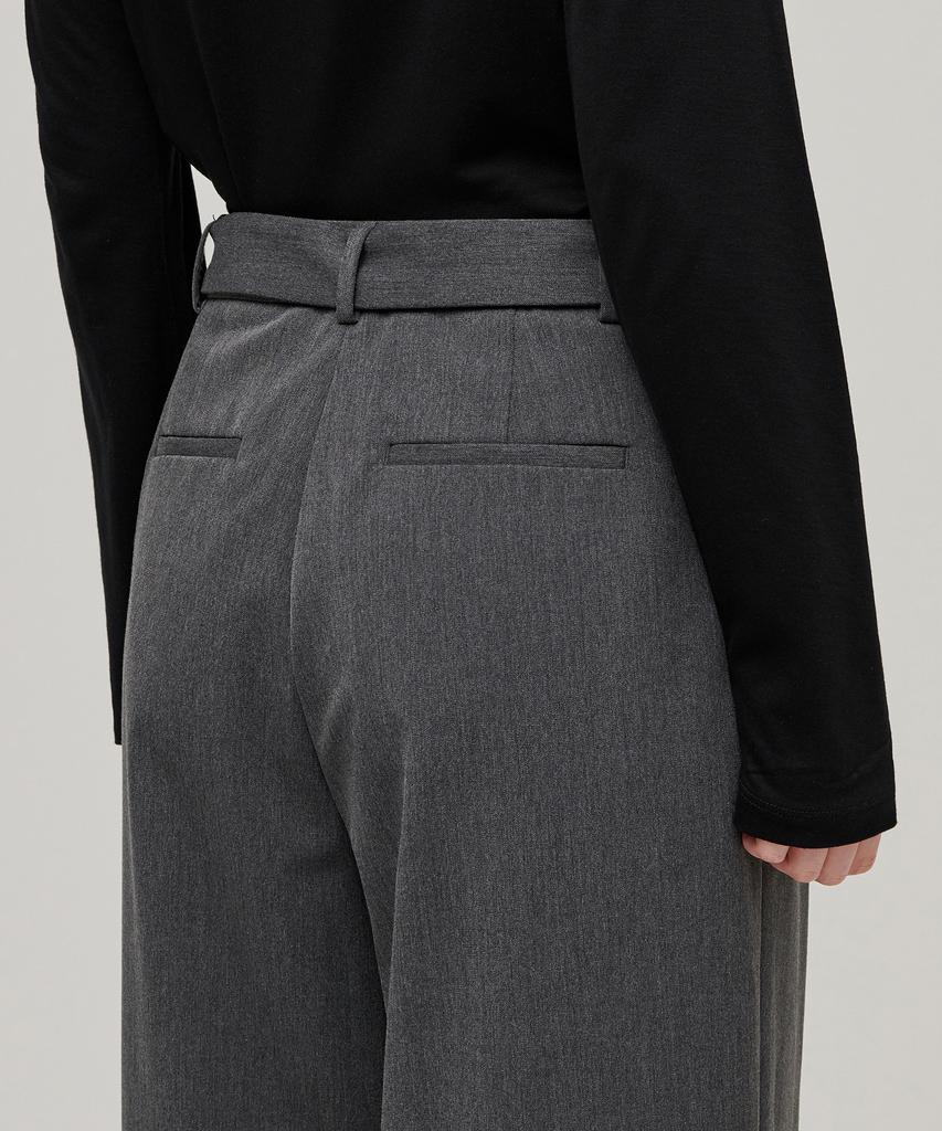 MUSINSA STANDARD WOMAN Women'S Real Wide Belted Slacks [Medium Gray]