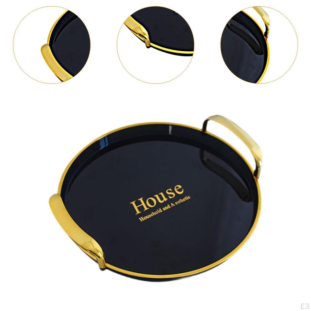 Biscuit Cookies Pastry Tray Snack Plate with Double Handle Simple Storage Organizer Round