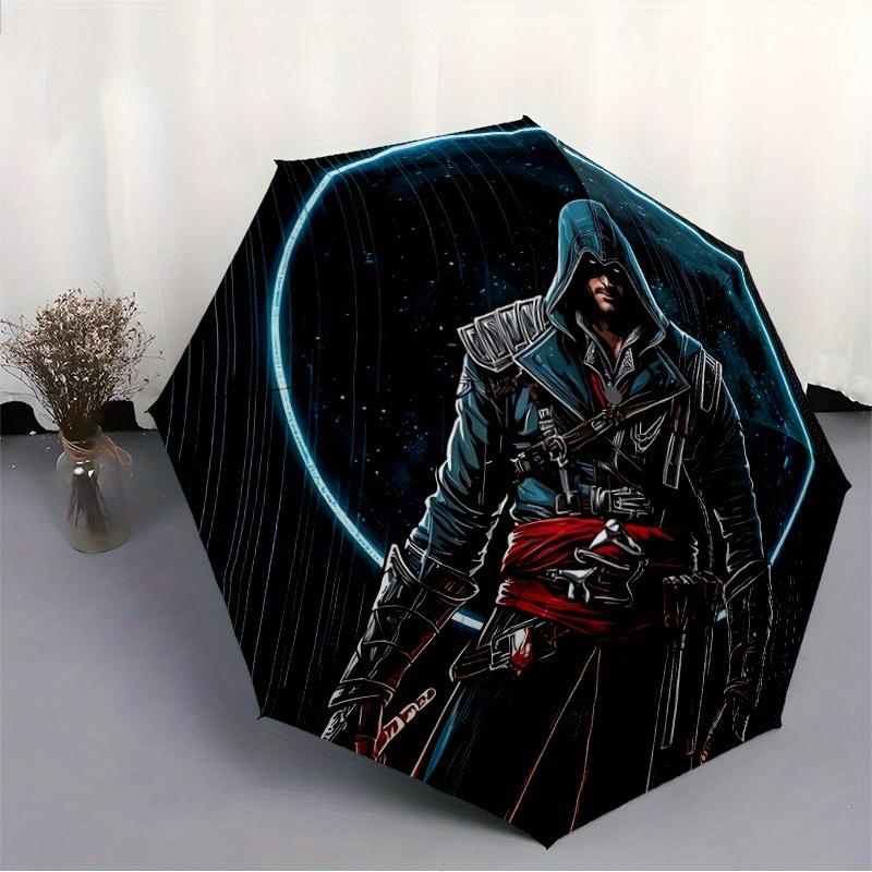 1pc Assassin's Creed Self-Folding Umbrella, 8-Bone Compact Travel Umbrella, Durable Plastic And Iron Frame090
