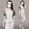 Women's Summer Korean Style Splicing Sportswear Two-piece Casual Fashion Suit for Women Twisted Silk Cotton and Linen