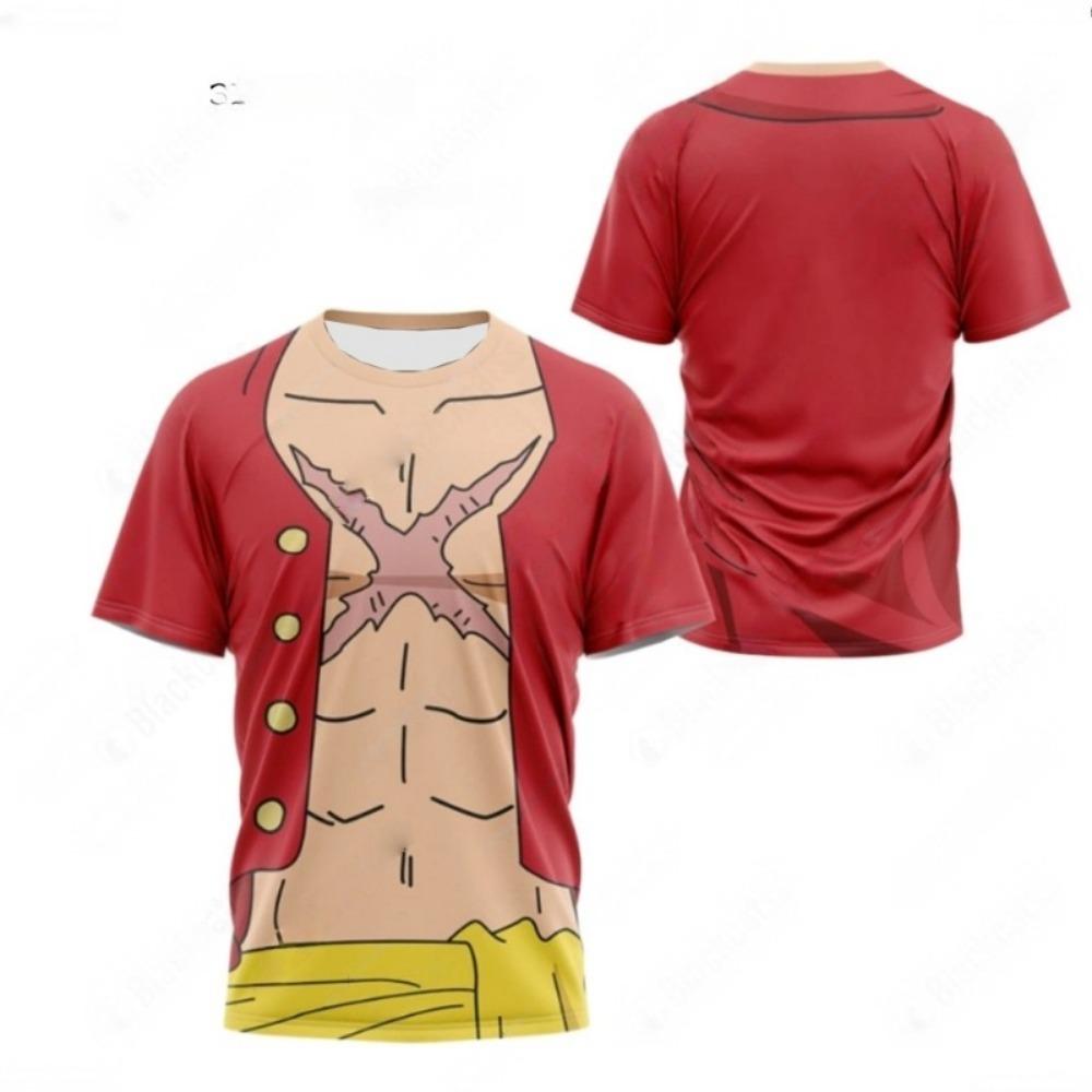 

2026 Summer New Arrivals Luffy Cosplay T-shirt One Piece 3D Printed Kids Short-sleeved Top Themed Comic Exhibition Clothing Top 110