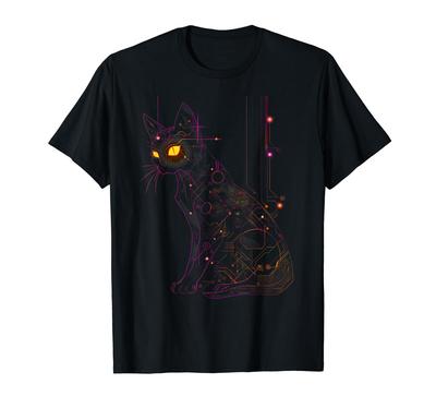 Cybernetically Enhanced Victorian Gothic Cyberpunk Cat T-Shirt