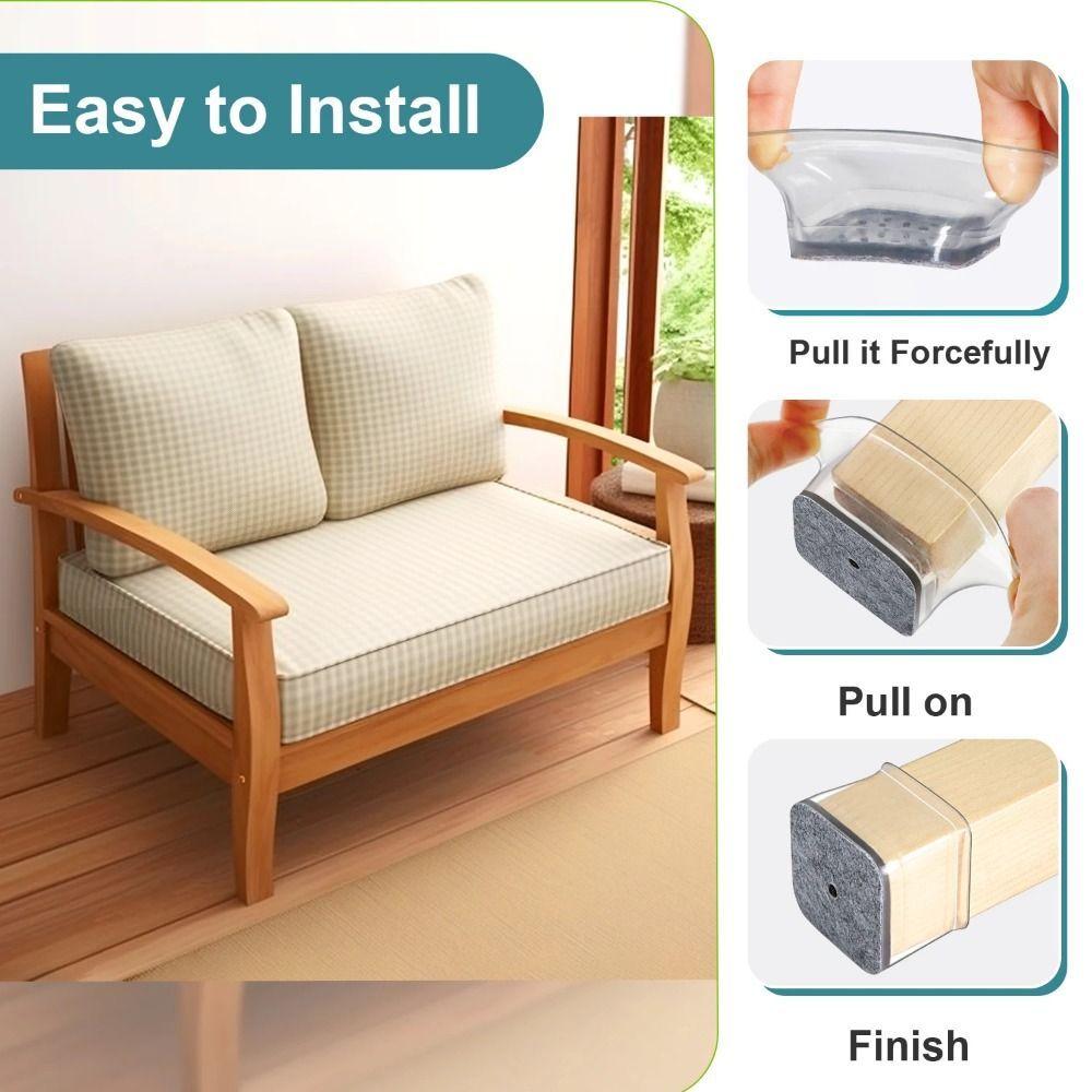 Silent Floor Protectors Chair Leg Cover Square Non-Slip Chair Feet Cover Thickened Reduce Noise Silicone Leg Caps Hardwood
