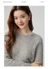 Women's Loose Knit Cashmere Sweater with Hollow Bead Lace and Floral Round Neck