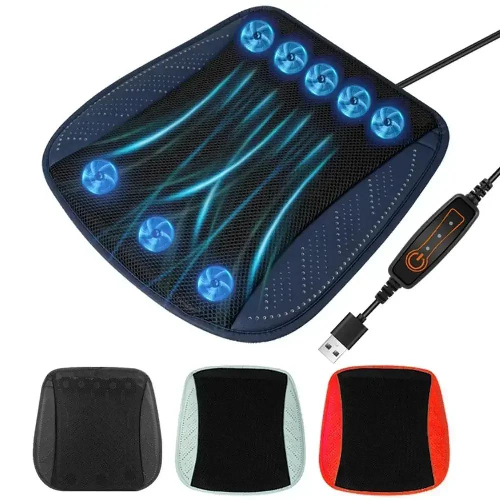 Nová letní chladivá a prodyšná podložka na sedadlo do auta s odvodem tepla Domácí USB ventilátor Potah na sedadlo do auta pro chlazení Zr