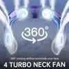 Portable Neck Fan 360° Turbine Air Cooler USB Rechargeable 4000mAh LED Digital Display Strong Wind Silent Hanging Non-blade Fan