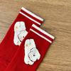 Big Red Socks Cartoon Middle Tube Peace, Joy, Wedding Good Luck Socks Gift Red Socks