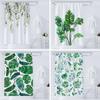 Green Plant Leaf Vines Floral Shower Curtain Print Nordic Minimalist Polyster Fabric Home Decor Bathroom Curtains with Hooks