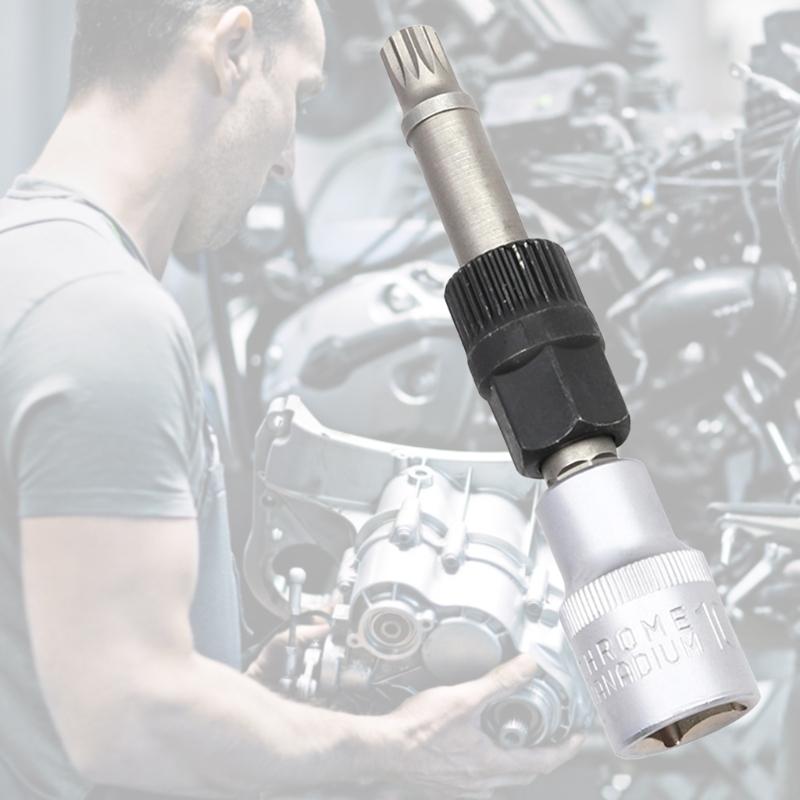 M10 Alternator Pulley Socket Drill Bit with 33 Teeth Tool Alternator Pulley Center Bolt Remover Socket Wrench Tool