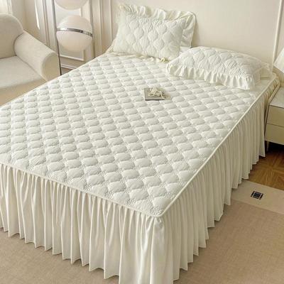 Class A Skin-Friendly Washable Cotton Quilted Bed Skirt: Thick Non-Slip Ruffled Sheet, Four-Season Universal Anti-Dirt Cover