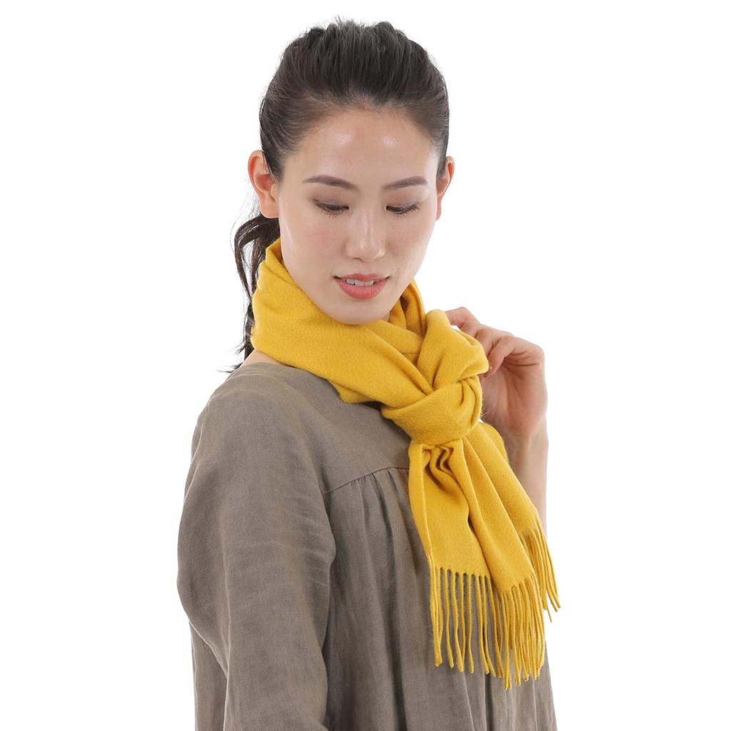 RAINBOW Large Thick Cashmere in Plaid Wide x 180cm 100% Stole/Scarf (60cm Long, Yellow)