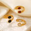 Fashion Simple Design Index Finger Ring Vintage French High-End Gold-Plated Geometric Stainless Steel Trendy