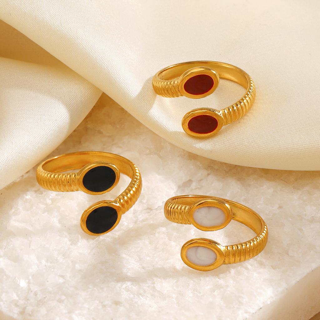 Fashion Simple Design Index Finger Ring Vintage French High-End Gold-Plated Geometric Stainless Steel Trendy