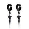 1 Paire Boucles d'Oreilles Clip Oreille Indolore en Acier Inoxydable pour Hommes Femmes Punk Épée Croix Noir Faux Boucles d'Oreilles Bijoux Cadeaux
