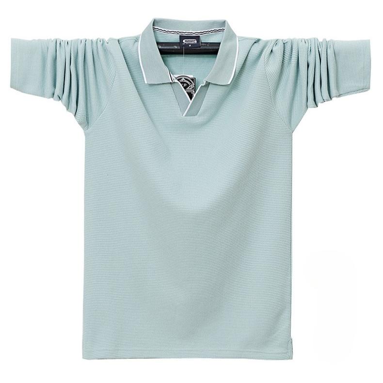 

Мужские поло с воротником, повседневные поло с длинным рукавом, рубашки-пуловеры на пуговицах, однотонные рубашки для гольфа, весенне-осенние топы, толстовки для мужчин XL светло-зеленый