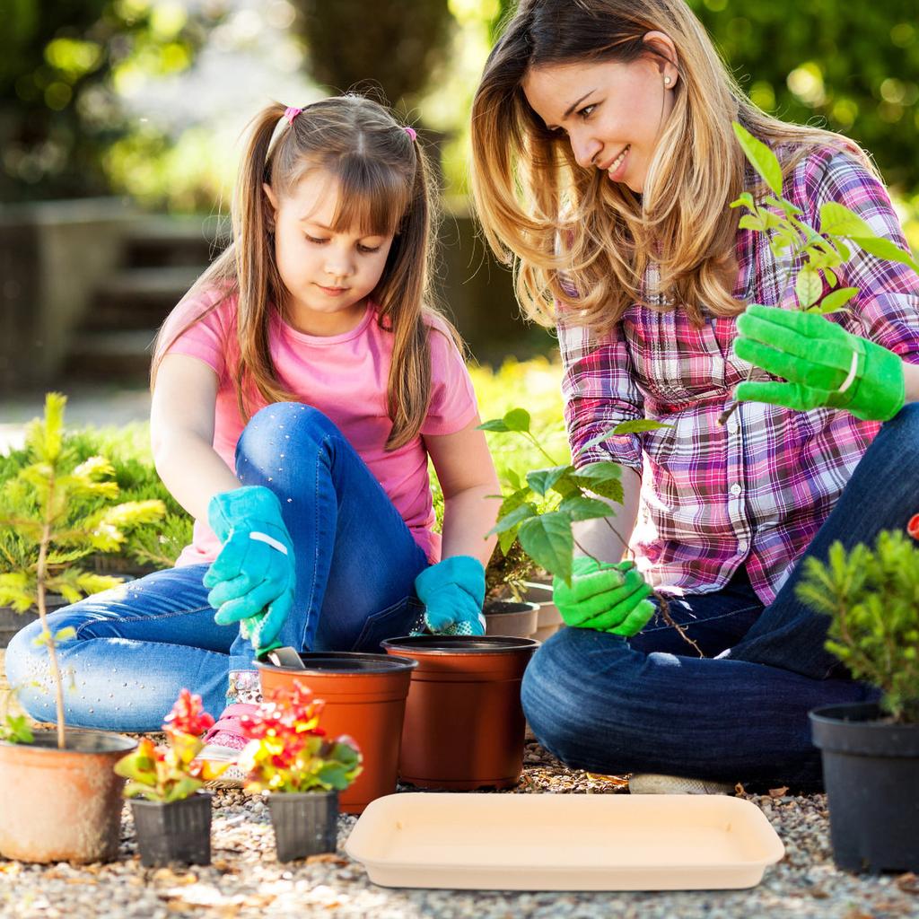 Flowerpot Tray Rectangular Light Brown Resin Base for Potted Plants Water Catcher Drip Tray Indoor Garden Decor Planter