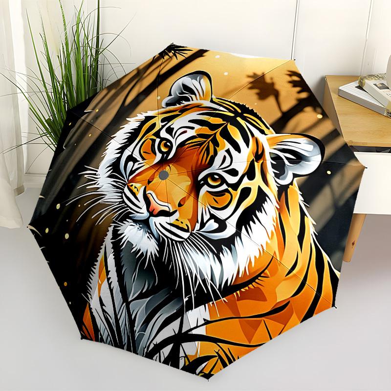 

1pc Tiger Print Automatic Open/Close Umbrella, Folding Compact Umbrella with Lightweight Design for Women/Men yy251028226
