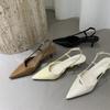 French Commuter Black Pointed Stiletto Sandals Women'S Soft Leather Spring And Summer Bag Head High Heels Empty Single Shoes