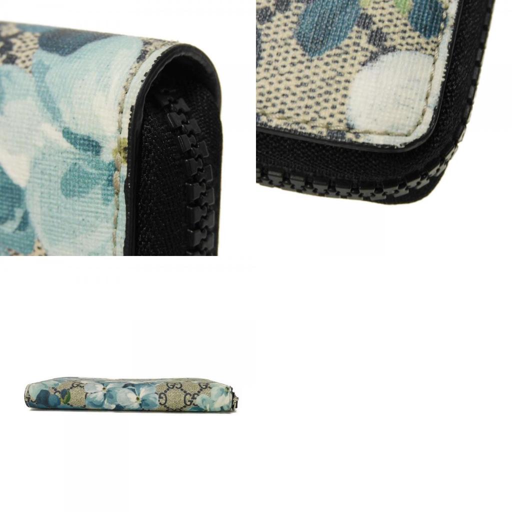 Used GG Blooms Zip Around Wallet (9539) 408665 KU2HN 8499 7940 Flora Blue Zip Around GG Supreme Beige Unisex from Japan