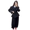 Cross-border European and American women's clothing  Amazon temperament button long-sleeved trend commuter workplace waist leggings