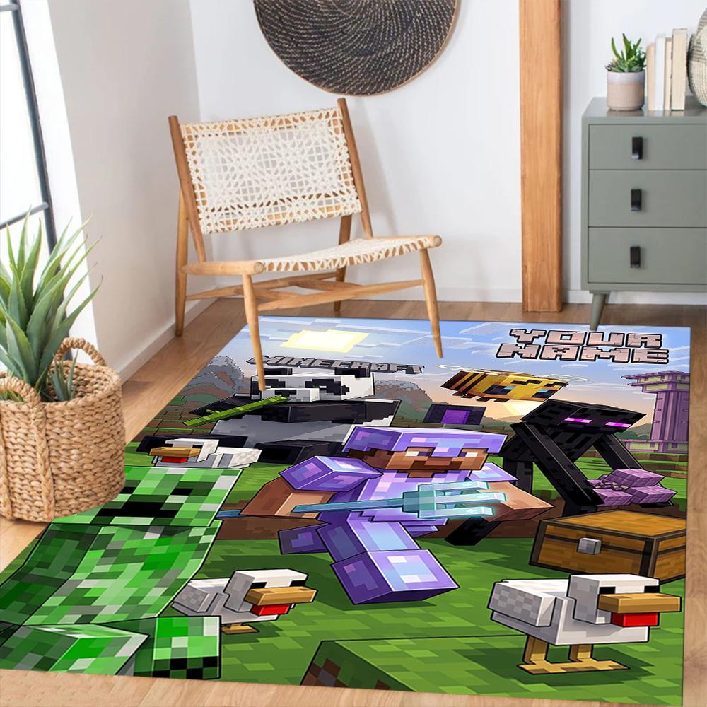 Minecraft Personalized Text Area Rug Design For Bedrooms Study Room Living Rooms Kitchen Antislip Carpet Anime Office Decor Wedding Party Gift