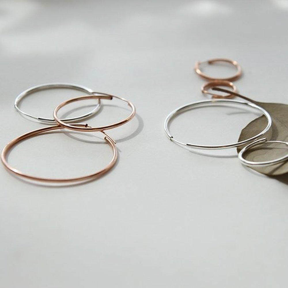 J.Lauren 9M02019-1Cm Sterling Silver Rose Gold Ring Silver Earrings
