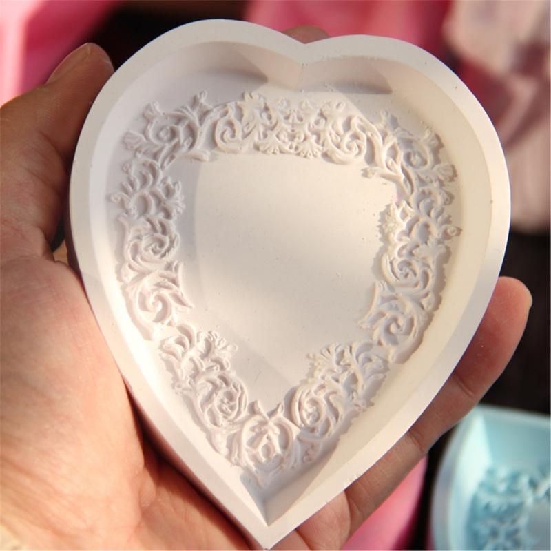 Heart Silicone Tray Mold Heat Resistant Easy Demolding Heart Plate Silicone Mould For Rosary Stand Soap Jewelry Tray