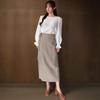 New Arrivals Open Run Women Linen Rayon Waist Strap Wrap Style H Line Long Skirt