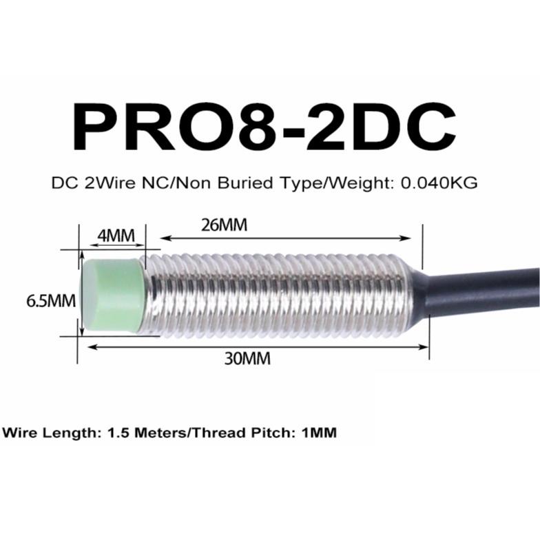 

Proximity Switch Sensor PR08-2DN Inductive Metal Type NPN PNP M8 Cylindrical Oil Water Proof Anti-Dust DC12-24V 3 Wires PR08