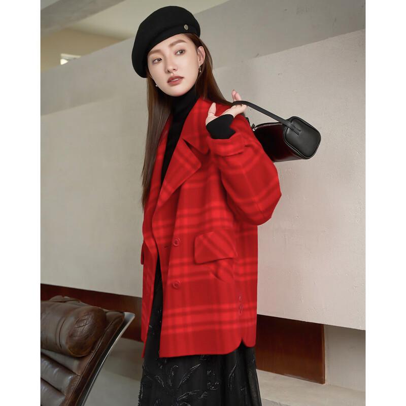 

Iveni Women s British Style Plaid Wool Coat M