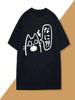 Japanese Style Cat Drink T Shirt  Short Sleeve Tees Summer Tops Retro Streetwear  T-Shirt 's Clothing Graphic