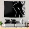 Woman Sexy Artistic Black and White Line Picnic Mat Hippie Trippy Tapestry Wall Art Meditation Decor for Bedroom Living Room